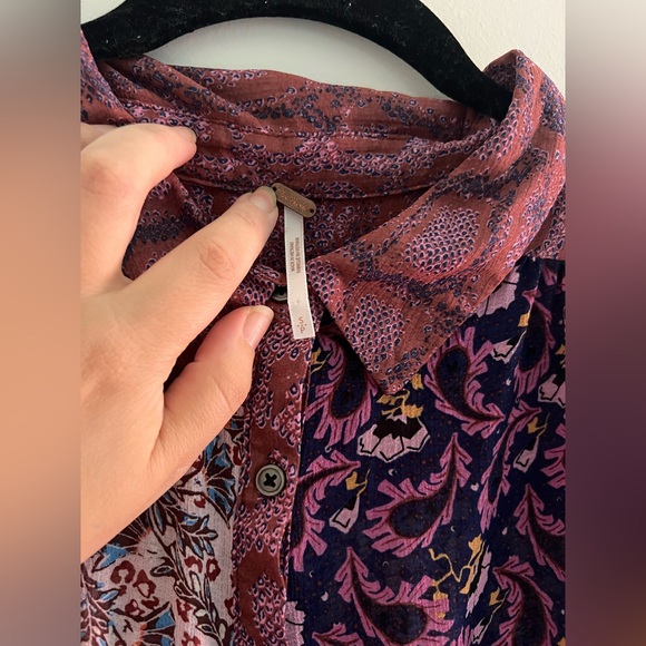 Free People - Dani Blouse Dark Combo - Size Small - Picture 7 of 9